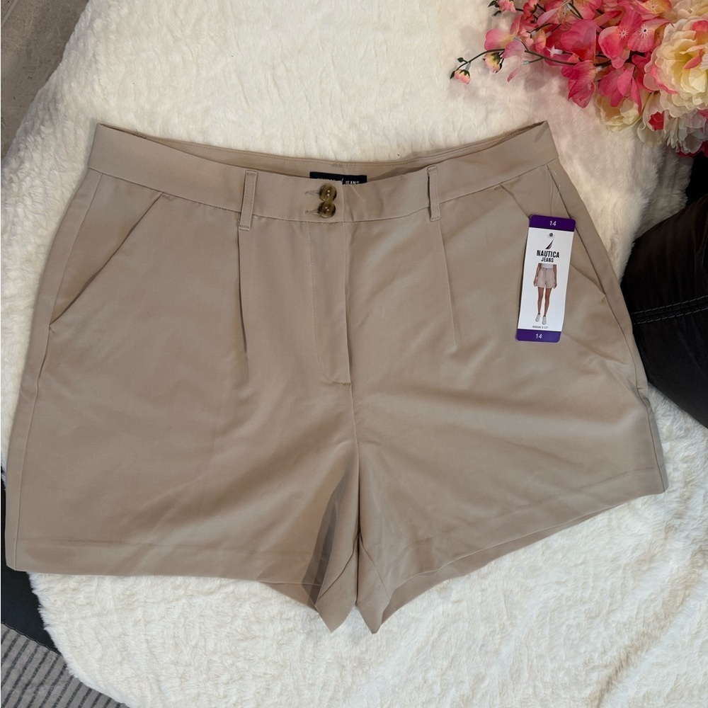 2 x 20$ Nautica Tan Bermuda Shorts Tailored Cotton Blend